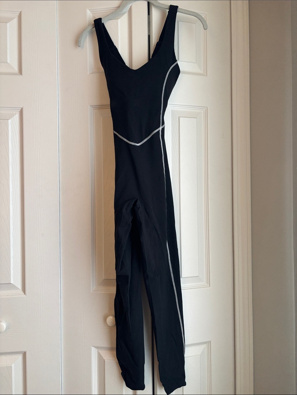 Black Slim Fit Jumpsuit with Contrast Piping